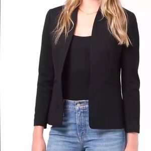 J Crew Wool Blazer Stand Collar Black Bi Stretch